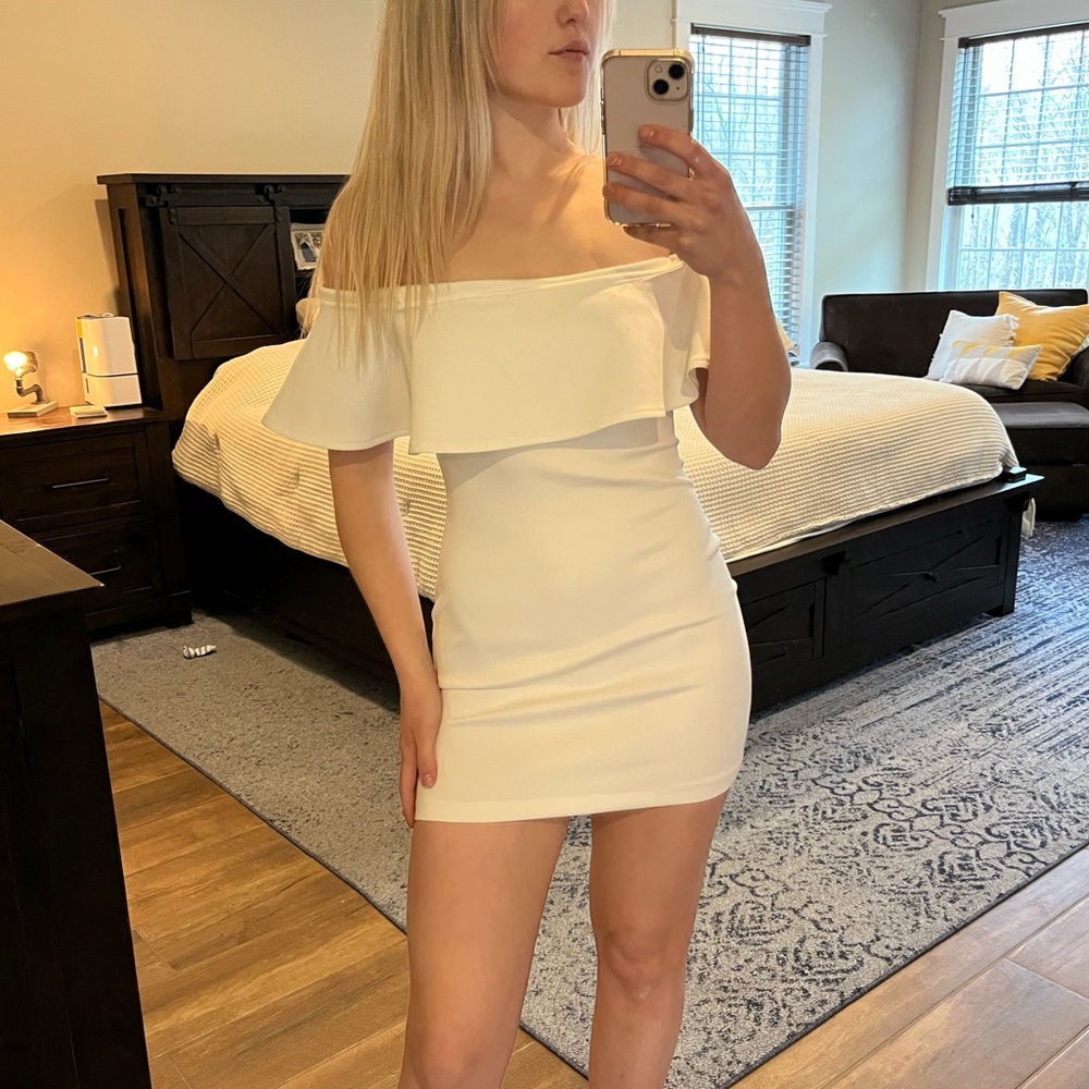 White off shoulder mini dress